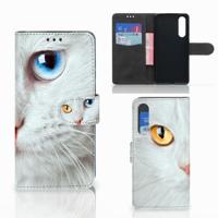 Huawei P30 | Telefoonhoesje | Met pasjeshouder | Witte Kat