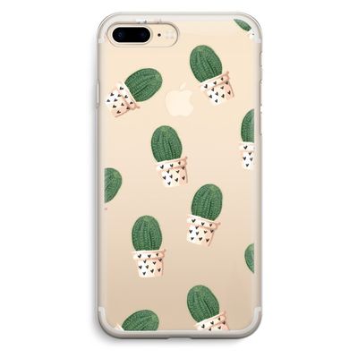 Cactusprint roze: iPhone 7 Plus Transparant Hoesje