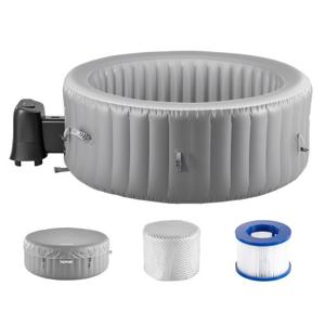 VEVOR Opblaasbaar Bad voor 4 tot 6 Personen 208x66cm Rond Draagbaar Buiten