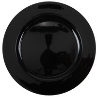 1x Ronde kaarsenborden/onderborden zwart glimmend 33 cm   -