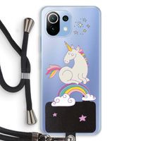 Regenboog eenhoorn: Xiaomi Mi 11 Lite Transparant Hoesje met koord