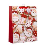 Kerst cadeau tasje - 32 cm - Kerstman en kerstvrouw - inpakken - kerstcadeaus