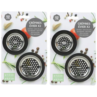 Urban Living Gootsteenfilters - zeefjes - vuil opvangers - 4x stuks - metaal