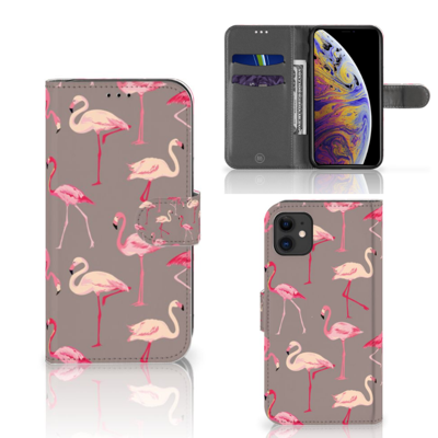 Apple iPhone 11 | Telefoonhoesje | Met pasjeshouder | Flamingo