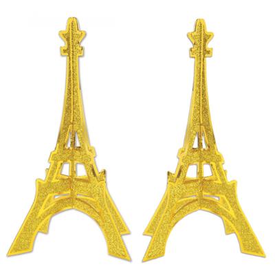 Tafeldecoratie Eiffeltoren - 2x - met glitters - 30 cm - landen thema versiering