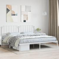 Bedframe met hoofdbord metaal wit 200x200 cm