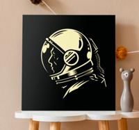 Canvas schilderij slaapkamer Vintage zwart-wit kosmonaut