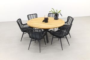 Jasmine black/Taste Prado 160 cm. - Ronde tuinset