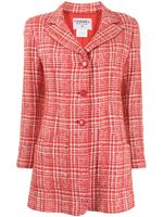 CHANEL Pre-Owned manteau en tweed à carreaux (1997) - Rouge