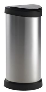 Curver decobin afvalbak ovaal push 40 liter zilver metallic