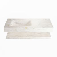 MONDIAZ ALAN-DLUX 110cm planchet Ostra. Vrijhangende wastafel CLOUD links zonder kraangat, kleur Ostra.
