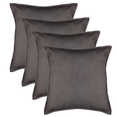 Bank/sierkussens huiskamer Sophia - 4x stuks - 52 x 52 cm - Donkergrijs - polyester - met rits