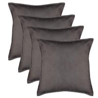 Bank/sierkussens huiskamer Sophia - 4x stuks - 52 x 52 cm - Donkergrijs - polyester - met rits