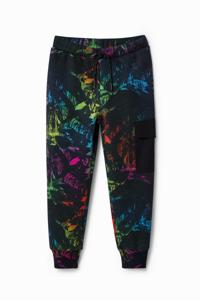 Joggingbroek met digitale print - BLACK - 5/6