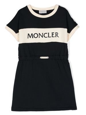 Moncler Enfant robe en coton à logo brodé - Bleu