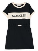 Moncler Enfant robe en coton à logo brodé - Bleu