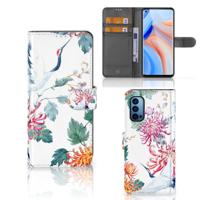 OPPO Reno 4 Pro 5G | Telefoonhoesje | Met pasjeshouder | Bird Flowers
