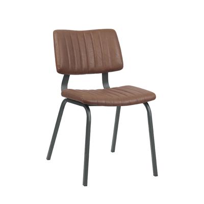 LABEL51 Eetkamerstoel Gusto - Bruin - PU-Leder - Black Frame