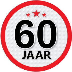 60 jaar leeftijd sticker rond 15 cm verjaardag versiering