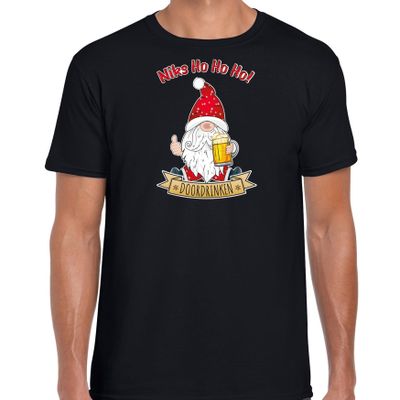Fout kersttrui t-shirt voor heren - Bier kabouter/gnoom - zwart - Doordrinken Fout kersttrui t-shirt voor heren - Bier kabouter/gnoom - zwart - Doordrinken