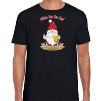 Fout kersttrui t-shirt voor heren - Bier kabouter/gnoom - zwart - Doordrinken - thumbnail