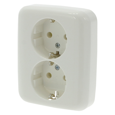Busch-Jaeger SI Contactdoos | Inbouw | 2-voudig | Randaarde | Crème - 66.000.50