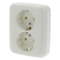Busch-Jaeger SI Contactdoos | Inbouw | 2-voudig | Randaarde | Crème - 66.000.50