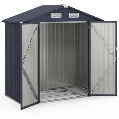 193 cm x 108 cm x 196 cm Buitenapparatuur Schuur van Verzinkt Metaal met 4 Ventilatiesystemen Donkergrijs