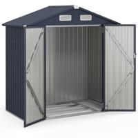 193 cm x 108 cm x 196 cm Buitenapparatuur Schuur van Verzinkt Metaal met 4 Ventilatiesystemen Donkergrijs