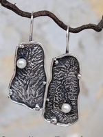 Vintage Irregular Distressed Textured Pearl Earrings Ethnic Jewelry - thumbnail