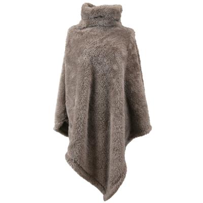 Unique living Poncho - taupe - 80 x 75 cm - polyester - hoodie/sweater - fleece plaid