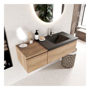 Mondiaz Bukla 120cm badmeubel met module 40 kleur washed oak 2 lades met wastafel rechts 1 kraangat kleur urban