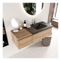 Mondiaz Bukla 120cm badmeubel met module 40 kleur washed oak 2 lades met wastafel rechts 1 kraangat kleur urban