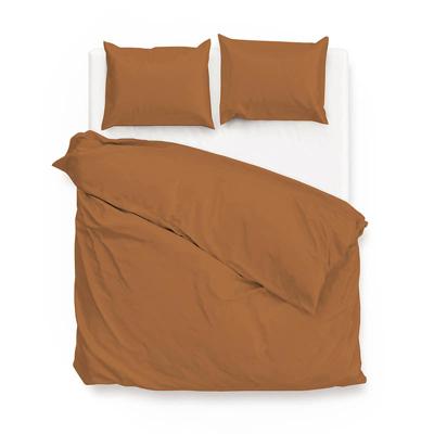 Dekbedovertrek Katoen Satijn Satinado Cognac Brown Effen 240x200 Cm Zo!Home - Dekbed-Discounter.nl