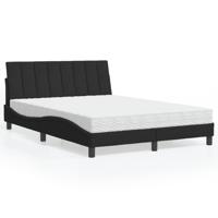 Bed met matras "Hanko" fluweel zwart 140x190 cm