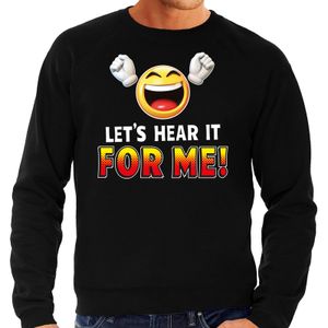 Funny emoticon sweater Lets hear it for me zwart heren