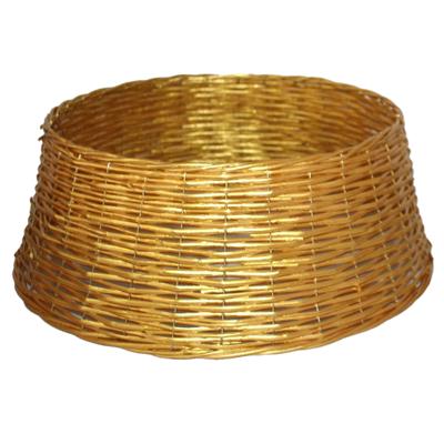 Kerstboomrok/kerstboommand - goud - gevlochten wilg - D48 cm en H21 cm - voor kerstboom van 180-210