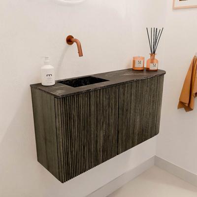 Toiletmeubel Mondiaz Joya Dlux | 81.6 cm | Meubelkleur Shadow | Faye wastafel Lava Wasbak Links | Zonder kraangat(en)