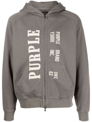Purple Brand hoodie History zippé à logo imprimé - Gris
