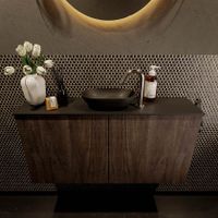 Mondiaz Fowy toiletmeubel 100cm dark brown met blad en waskom urban midden 1 kraangat