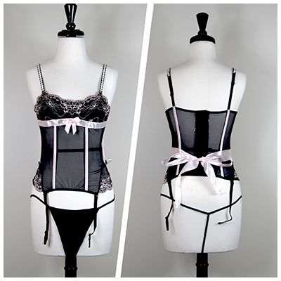 Lace Bustier And Thong Set - Maat: XL