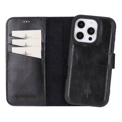 NorthLife iPhone 16 Pro - Leren Afneembare 2-in-1 bookcase telefoonhoes - Zwart