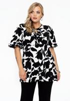 Yoek Tuniek flare met ruches VITTORIA | Wit | Maat 42/44