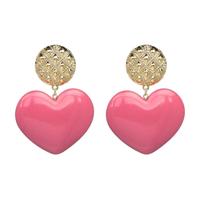 Perzik hart oorbellen Retro serie acryl Stud Earrings voor vrouwen (rood roze)