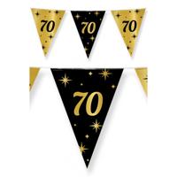 70 jaar Leeftijd verjaardag vlaggetjes - 3x stuks - zwart/goud - 10 meter - versiering - feestartike