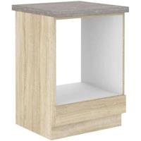 Lage kast voor inbouwoven met werkblad - Sonoma eiken afwerking - L 60 x D 51,6 x H 85 cm - LASSEN