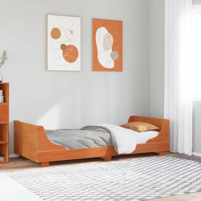 Bedframe zonder matras massief grenenhout wasbruin 75x190 cm