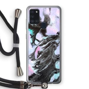 Pastel zwart: Samsung Galaxy A21s Transparant Hoesje met koord