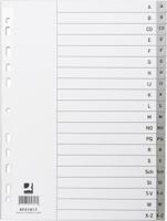 Q-CONNECT tabbladen, A4, PP, 11-gaatsperforatie, met indexblad, set van A-Z, 20 tabs, grijs