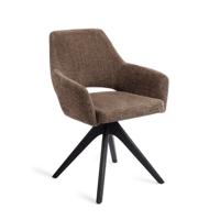 Jesper Home Eetkamerstoel 'Yanai' Revolve Oak Black, kleur Checked Chestnut